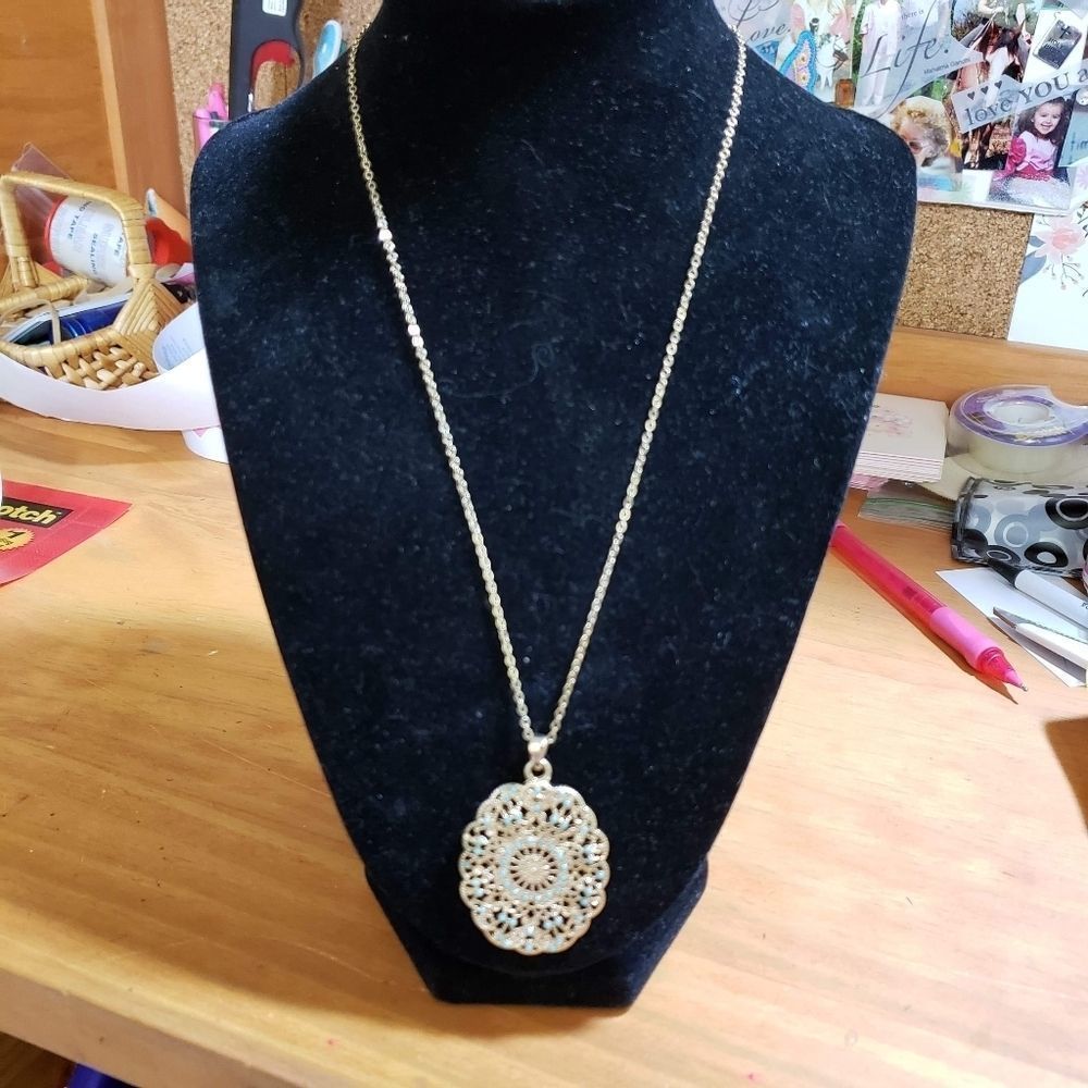 Beaded Turquoise Medallion - Picture 2 of 3